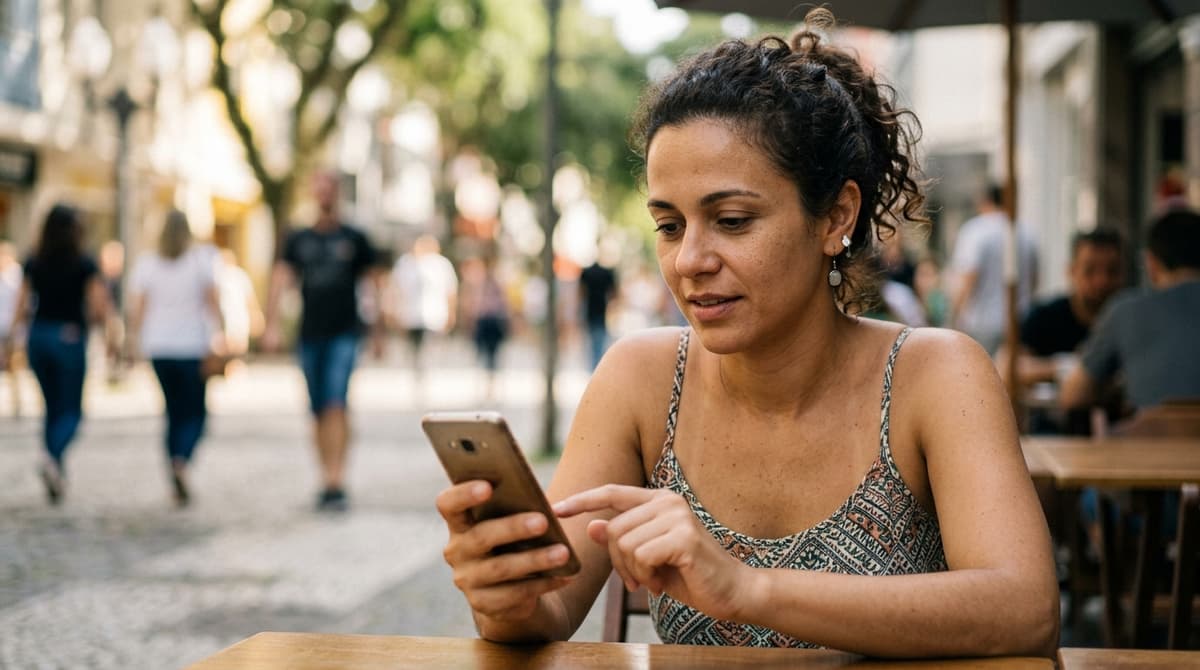 Cliente brasileiro vendo o mesmo produto reaparecer em anúncio no celular após visitar uma loja online