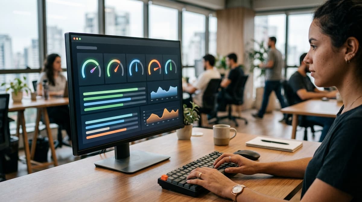 Tela de computador mostrando relatorio de metricas de velocidade de um site
