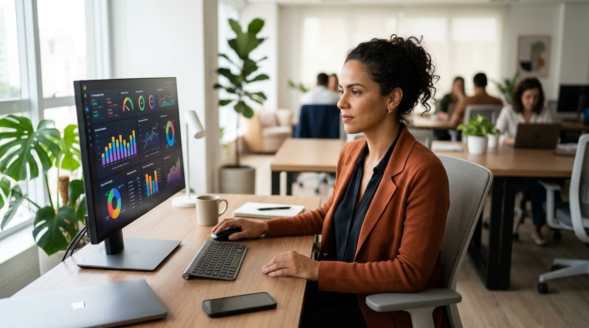 Especialista em Google Ads analisando o painel de uma campanha de anúncios